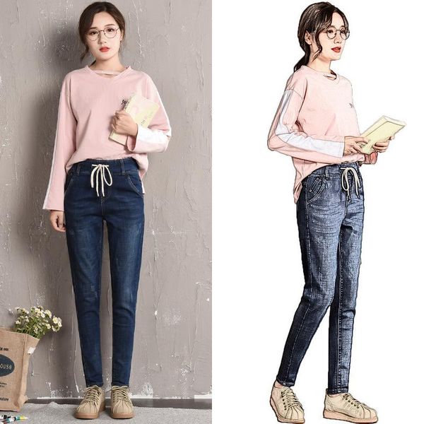 women's jeans women drawstring pants loose autumn denim ankle length casual washed straight high waist trousers, Blue
women's jeans women drawstring pants loose autumn denim ankle length casual washed straight high waist trousers, Blue