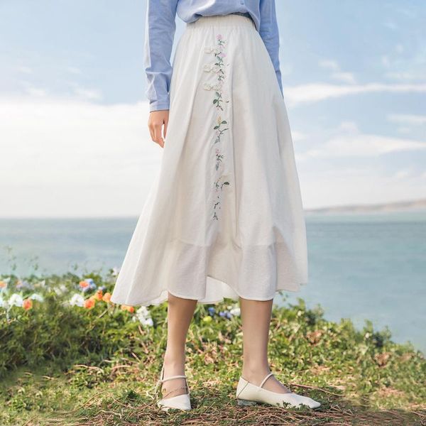 2021 spring arrival white cotton embroidery retro a-line mid length women's skirt skirts, Black
2021 spring arrival white cotton embroidery retro a-line mid length women's skirt skirts, Black
