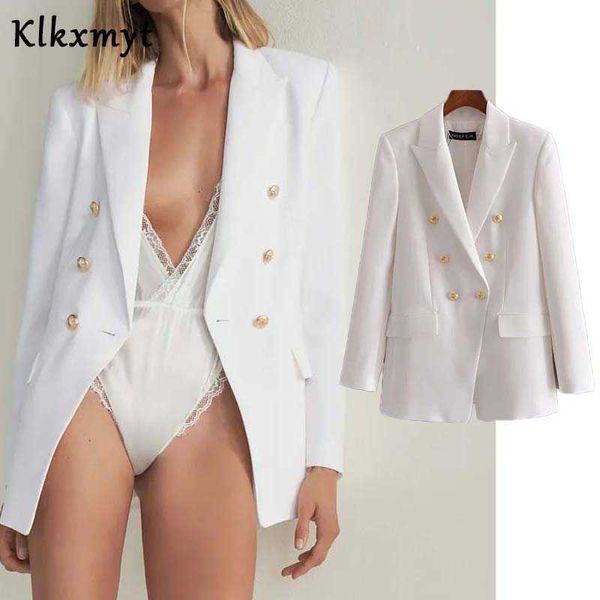 klkxmyt za women fashion metal double breasted slim blazer coat vintage long sleeve female outerwear chic business 210527, White;black
klkxmyt za women fashion metal double breasted slim blazer coat vintage long sleeve female outerwear chic business 210527, White;black