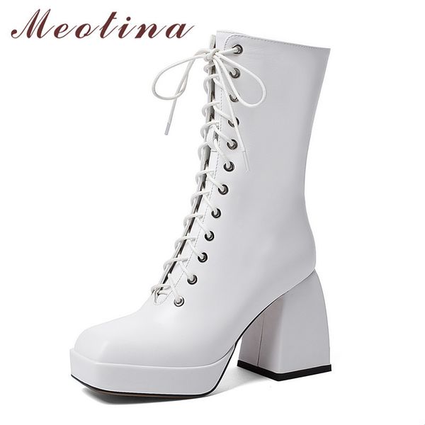 meotina real leather platform super high heel mid calf boots women shoes square toe thick heels zipper lace up lady boots winter 210520, Black
meotina real leather platform super high heel mid calf boots women shoes square toe thick heels zipper lace up lady boots winter 210520, Black