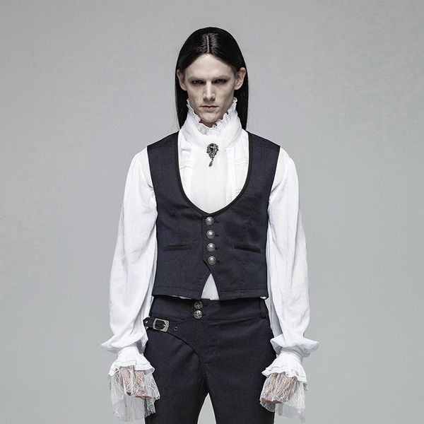 men's vests victorian gentleman british style dark blue jacquard vest gothic retro casual fashion, Black;white
men's vests victorian gentleman british style dark blue jacquard vest gothic retro casual fashion, Black;white