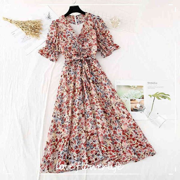 vintage v-neck bandage dress summer women floral print long chiffon dress female short sleeve pleated vestidos 210521, Black;gray
vintage v-neck bandage dress summer women floral print long chiffon dress female short sleeve pleated vestidos 210521, Black;gray