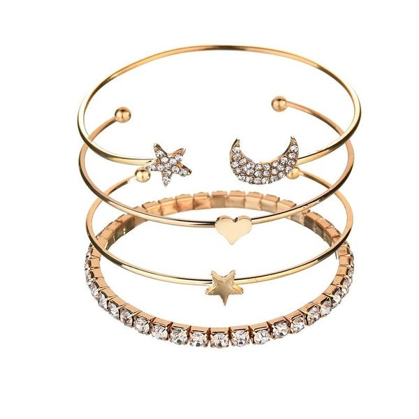 link, chain rhinestones stars moon five-pointed star heart four-piece bracelets bangles set fashion creative women jewelry gifts, Black
link, chain rhinestones stars moon five-pointed star heart four-piece bracelets bangles set fashion creative women jewelry gifts, Black