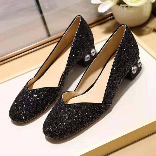 dress shoes kmeioo elegant glitter woman round toe med heels jewel pumps rhinestone chunky shallow block, Black
dress shoes kmeioo elegant glitter woman round toe med heels jewel pumps rhinestone chunky shallow block, Black