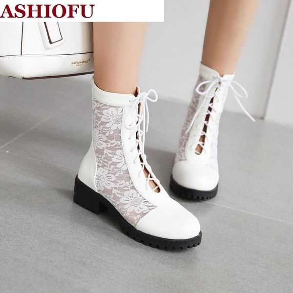 boots ashiofu 2021 style women's block heels autumn&summer lace leather ankle party prom fashion short, Black
boots ashiofu 2021 style women's block heels autumn&summer lace leather ankle party prom fashion short, Black