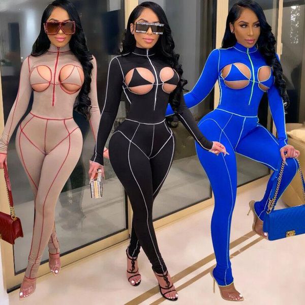club outfits for women skinny jumpsuit long sleeve hollow out one piece bodycon night party clubwear women's jumpsuits & rompers, Black;white
club outfits for women skinny jumpsuit long sleeve hollow out one piece bodycon night party clubwear women's jumpsuits & rompers, Black;white