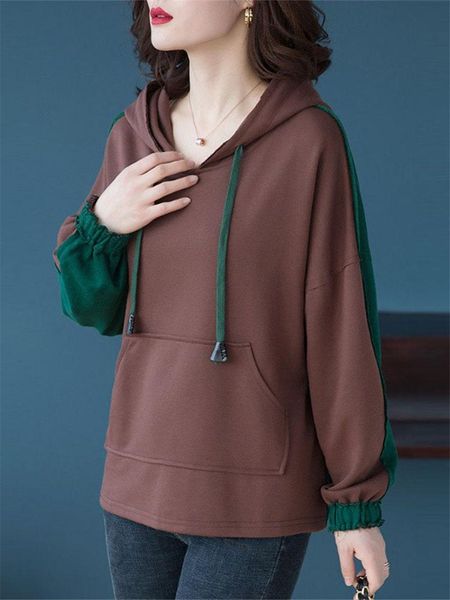 women's hoodies & sweatshirts autumn clothing korean 5xl looselong sleeve hooded stitching wild sweatshirt pocket casual female e504, Black
women's hoodies & sweatshirts autumn clothing korean 5xl looselong sleeve hooded stitching wild sweatshirt pocket casual female e504, Black