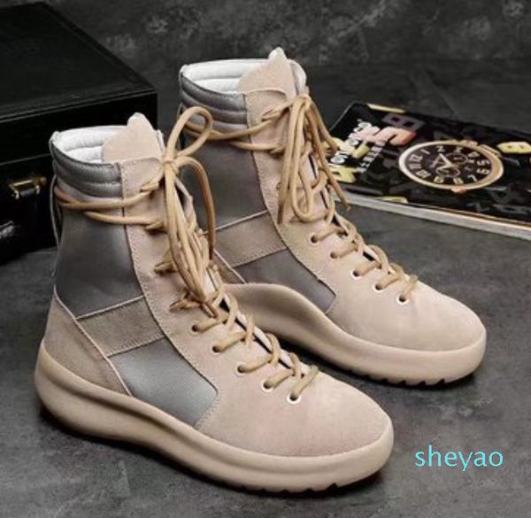 

kanye brand high boots fear of god military sneakers hight army boots men and women fashion shoes martin boots 38-45, Black