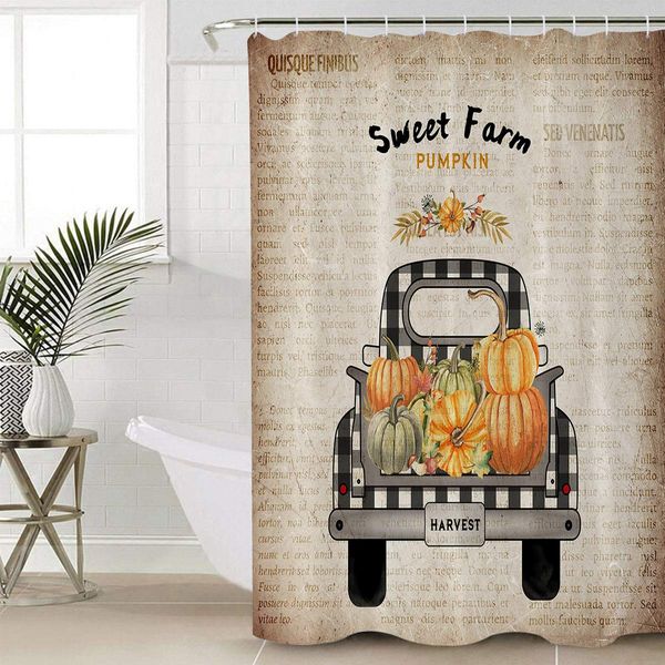 sweet farm pumpkin shower curtain for bathroom waterproof fabric bath curtain with 12 hooks machine washable, retro newspaper 
sweet farm pumpkin shower curtain for bathroom waterproof fabric bath curtain with 12 hooks machine washable, retro newspaper