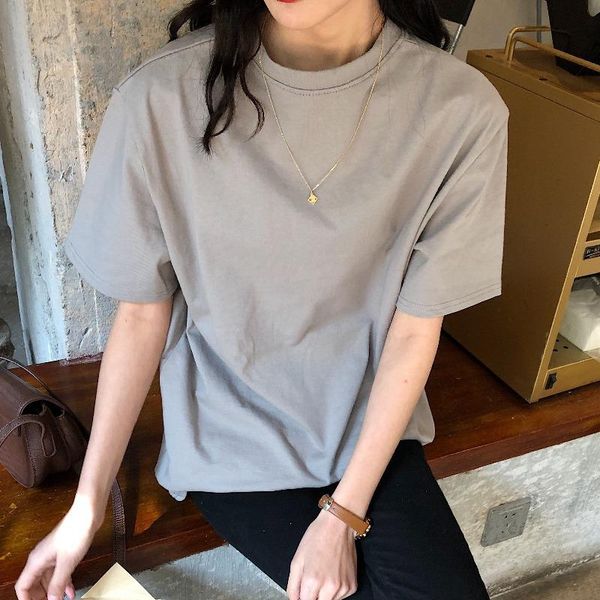 women's t-shirt mid-length all-match round neck solid color bottoming shirt cotton trendy ins student spring and summer style, White
women's t-shirt mid-length all-match round neck solid color bottoming shirt cotton trendy ins student spring and summer style, White