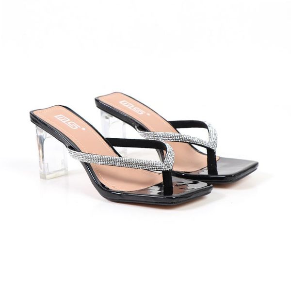 slippers 2021 summer star fashion square-headed rhinestone flip-flops high-heeled sandals with clear crystal heels 36-41, Black
slippers 2021 summer star fashion square-headed rhinestone flip-flops high-heeled sandals with clear crystal heels 36-41, Black