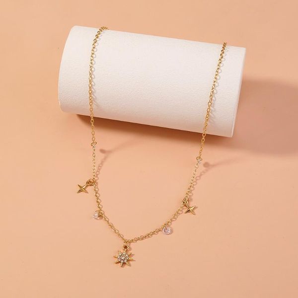 chains shiny zircon punk creative design star personality tassel pendant necklace hip hop short women's jewelry, Silver
chains shiny zircon punk creative design star personality tassel pendant necklace hip hop short women's jewelry, Silver