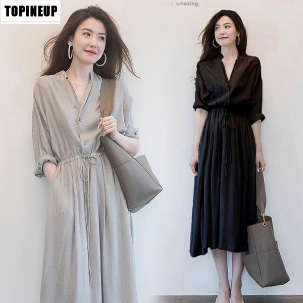 casual dresses women's 2021 autumn large size fat dress loose temperament long clothing with belt solid color, Black;gray
casual dresses women's 2021 autumn large size fat dress loose temperament long clothing with belt solid color, Black;gray