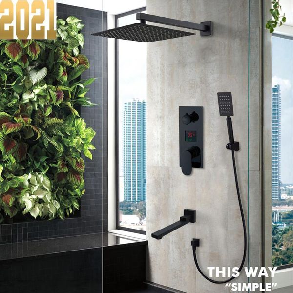 matte black led digital display shower faucet set rain waterfall bathtub system lcd bath mixer tap bathroom sets
matte black led digital display shower faucet set rain waterfall bathtub system lcd bath mixer tap bathroom sets