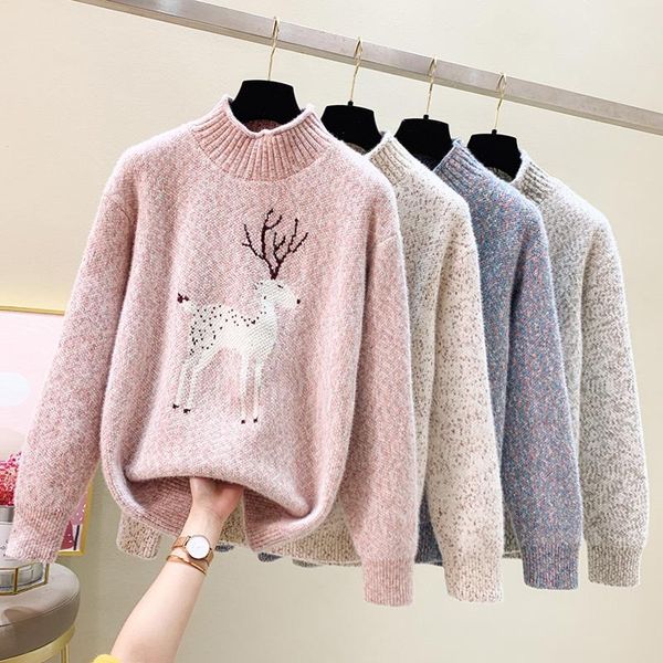 women's sweaters christmas deer sweater autumn winter warm turtlenecks casual loose oversized knitted pullover pull femme, White;black
women's sweaters christmas deer sweater autumn winter warm turtlenecks casual loose oversized knitted pullover pull femme, White;black
