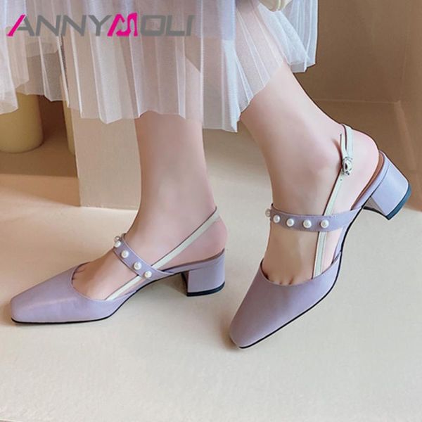 dress shoes annymoli women pearl real leather mid heel pumps square toe thick heels slingbacks ladies summer purple big size 40, Black
dress shoes annymoli women pearl real leather mid heel pumps square toe thick heels slingbacks ladies summer purple big size 40, Black