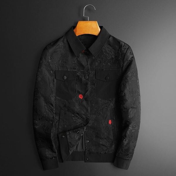 men's jackets 2021 print men spring lapel black jacquard outer red flower vintage bomber jacket, Black;brown
men's jackets 2021 print men spring lapel black jacquard outer red flower vintage bomber jacket, Black;brown