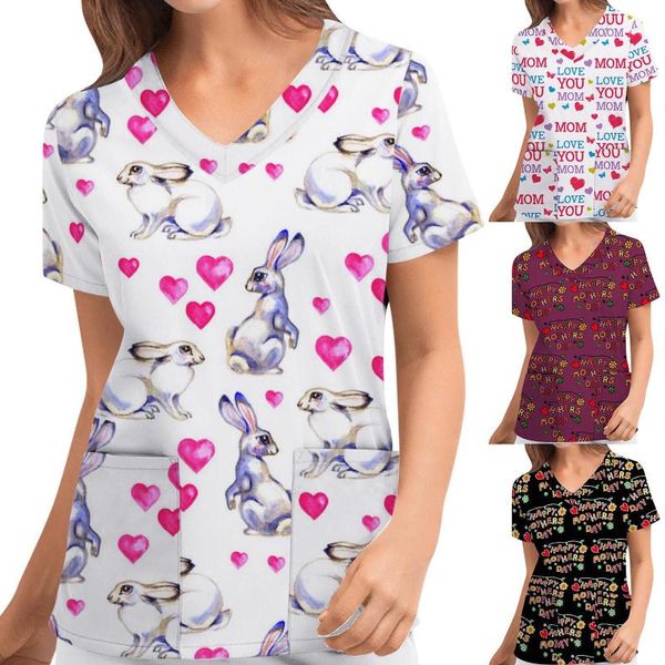 40# happy easter women enfermera t-shirts plue size animal print casual pocket short sleeve v-neck tshirt summer carer women's t-s t-sh, White
40# happy easter women enfermera t-shirts plue size animal print casual pocket short sleeve v-neck tshirt summer carer women's t-s t-sh, White