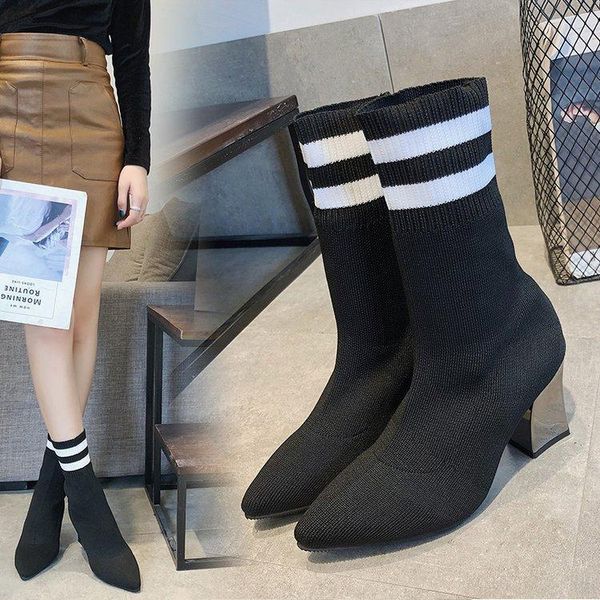 boots 2021 autumn and winter thick-heeled skinny stretch socks-style short knitted wool pointed high-heeled women, Black
boots 2021 autumn and winter thick-heeled skinny stretch socks-style short knitted wool pointed high-heeled women, Black