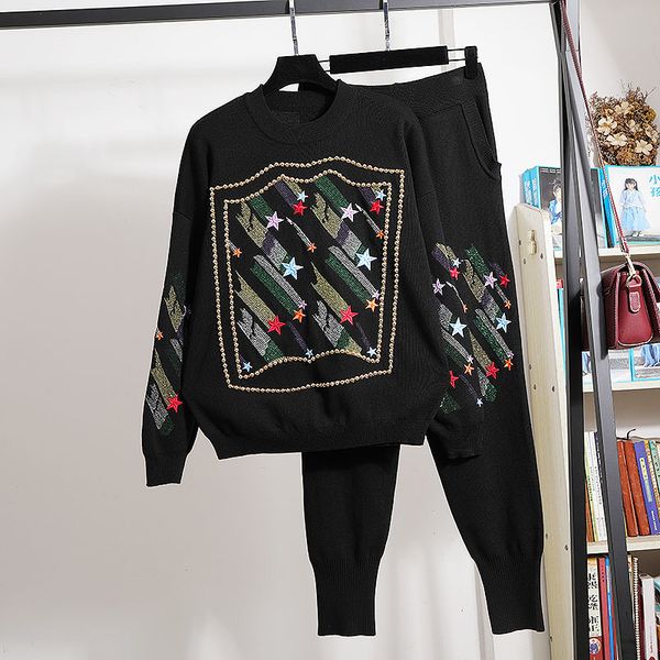pant autumn fashion rivet embroidery knitted tracksuit women black sweater long pants two piece outfits loose casual knit set female, White
pant autumn fashion rivet embroidery knitted tracksuit women black sweater long pants two piece outfits loose casual knit set female, White