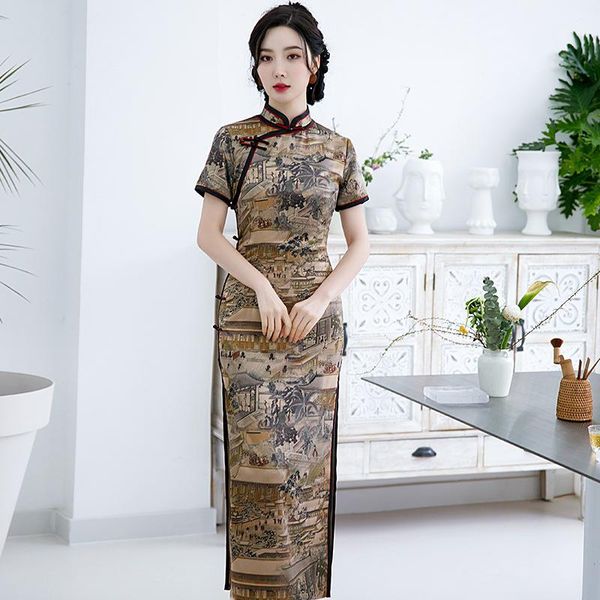 ethnic clothing slim short sleeve cheongsam autumu print flower qipao satin chinese prom dress gown oversize 3xl vestidos, Red
ethnic clothing slim short sleeve cheongsam autumu print flower qipao satin chinese prom dress gown oversize 3xl vestidos, Red