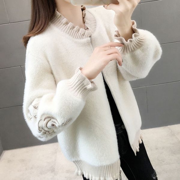 tees cardians autumn fashion jackets from vison cashmere sweater with low-cut v embroidered long-sleeve lantern, White
tees cardians autumn fashion jackets from vison cashmere sweater with low-cut v embroidered long-sleeve lantern, White