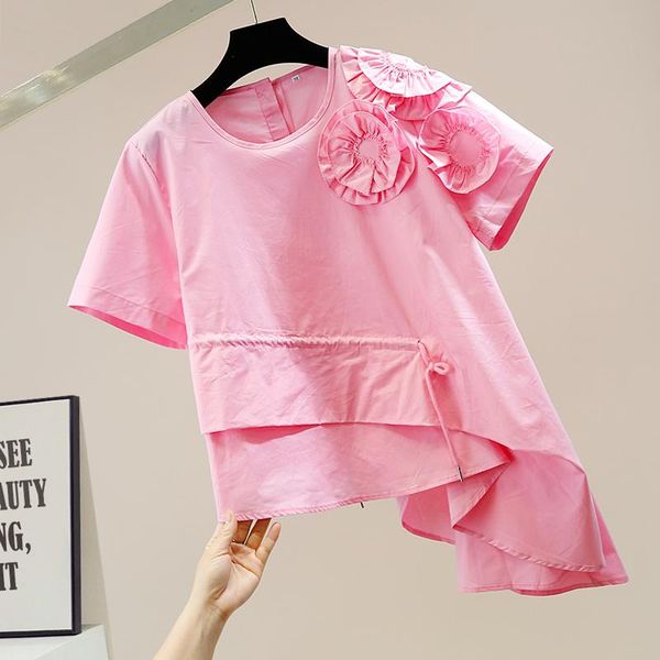 women's t-shirt irregular pleated drawstring sweet pink t flower short sleeve t-shirts girls lady loose 2021 summer women tshirt tee, White
women's t-shirt irregular pleated drawstring sweet pink t flower short sleeve t-shirts girls lady loose 2021 summer women tshirt tee, White