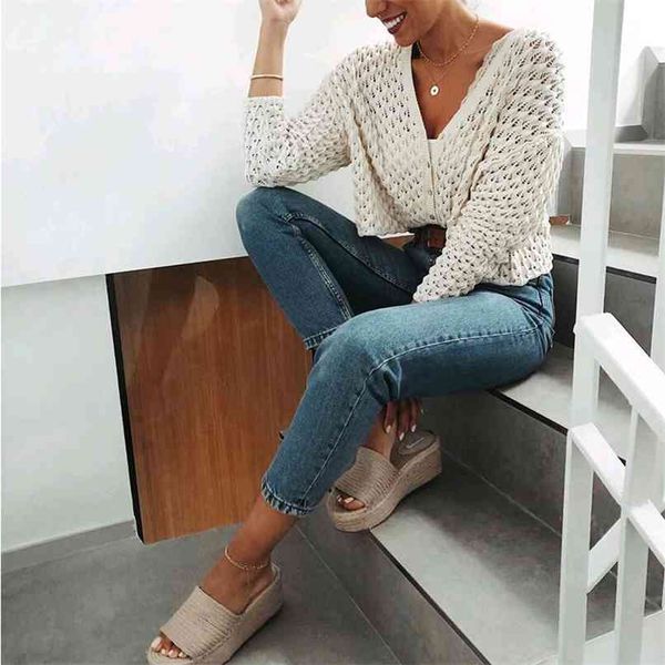 spring and summer women's sweater casual solid color v-neck long sleeve hollow 210430, White
spring and summer women's sweater casual solid color v-neck long sleeve hollow 210430, White