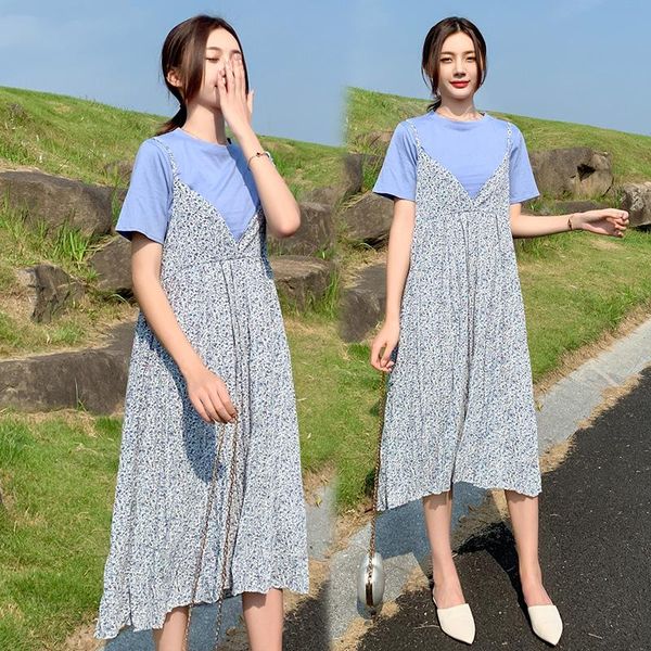 77415# t shirt + dress maternity clothes loose stylish short sleeves floral pregnant women mom dresses, White
77415# t shirt + dress maternity clothes loose stylish short sleeves floral pregnant women mom dresses, White