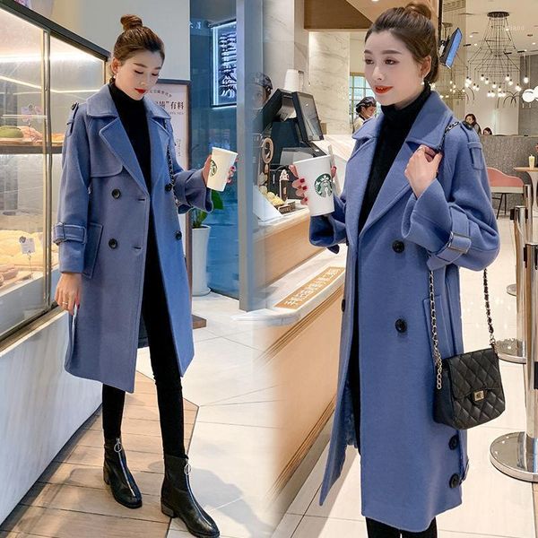 women's wool & blends woolen coat medium length 2021 korean autumn winter large size slim belt female loose fashion overcoat, Black
women's wool & blends woolen coat medium length 2021 korean autumn winter large size slim belt female loose fashion overcoat, Black
