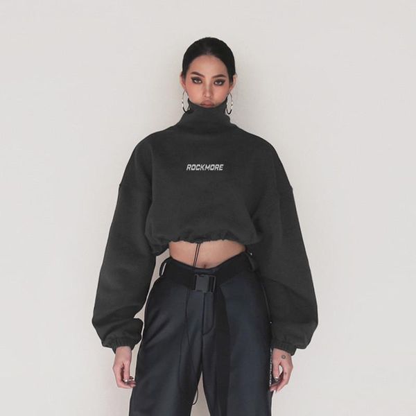 women's hoodies & sweatshirts trendy turtleneck drawstring sweatshirt short crop high street letter printed, Black
women's hoodies & sweatshirts trendy turtleneck drawstring sweatshirt short crop high street letter printed, Black