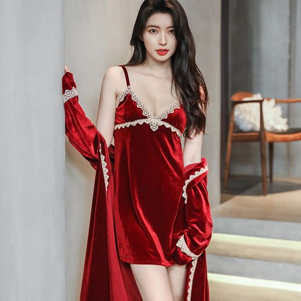 women's sleepwear women robe set autumn velour kimono bathrobe gown soft intimate lingerie lace patchwork nightwear homewear, Black;red
women's sleepwear women robe set autumn velour kimono bathrobe gown soft intimate lingerie lace patchwork nightwear homewear, Black;red