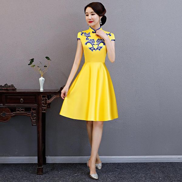 ethnic clothing s-4xl white short cheongsam vintage chinese style dress womans mini qipao slim party dresses button vestido plus size, Red
ethnic clothing s-4xl white short cheongsam vintage chinese style dress womans mini qipao slim party dresses button vestido plus size, Red