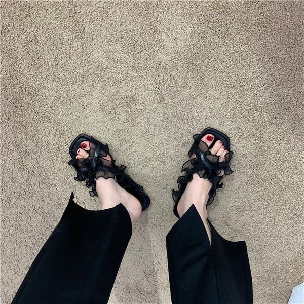slippers summer fashion women black lace ruffles sandals 2021 female elegant sweet outdoor flats simple slides flip flops
slippers summer fashion women black lace ruffles sandals 2021 female elegant sweet outdoor flats simple slides flip flops