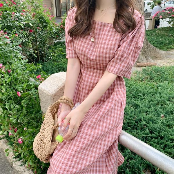 square collar summer cotton linen womens dresses casual half sleeve female plaid pink boho robe femme vestido, Black;gray
square collar summer cotton linen womens dresses casual half sleeve female plaid pink boho robe femme vestido, Black;gray