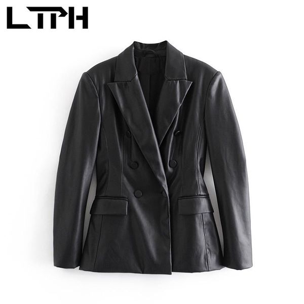 women's suits & blazers ltph vintage women blazer elegant black pu leather suit coat double breasted casual chic slim long sleeve jacke, White;black
women's suits & blazers ltph vintage women blazer elegant black pu leather suit coat double breasted casual chic slim long sleeve jacke, White;black