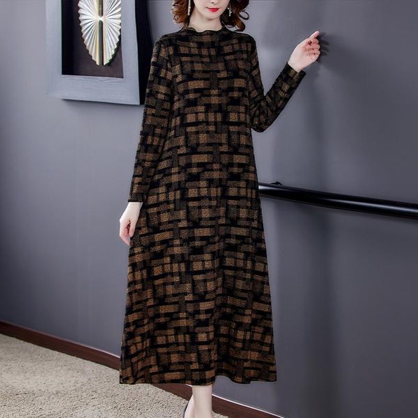 women vintage high neck dress casual print a-line party autumn winter fashion long sleeve mid dresses, Black;gray
women vintage high neck dress casual print a-line party autumn winter fashion long sleeve mid dresses, Black;gray