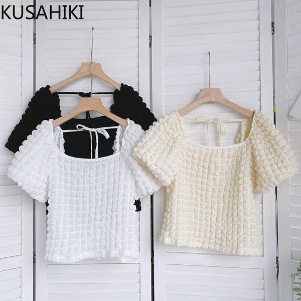 women's blouses & shirts kusahiki chic puff sleeve women korean short fashion 3d plaid 2021 bow tie square collar blusas de mujer 6l10, White
women's blouses & shirts kusahiki chic puff sleeve women korean short fashion 3d plaid 2021 bow tie square collar blusas de mujer 6l10, White