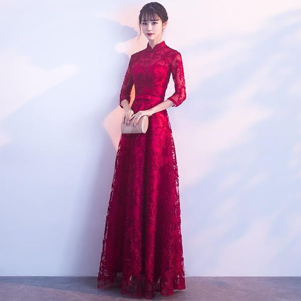 burgundy chinese queen oriental party female wedding cheongsam stage show qipao dress elegant celebrity banquet dresses ethnic clothing, Red
burgundy chinese queen oriental party female wedding cheongsam stage show qipao dress elegant celebrity banquet dresses ethnic clothing, Red