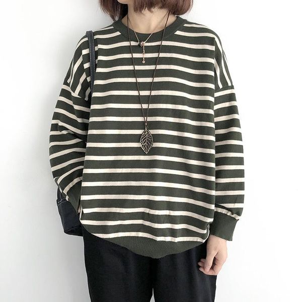 women's sweaters johnature women casual striped knitted cotton autumn button loose clothes 2021 female korean style, White;black
women's sweaters johnature women casual striped knitted cotton autumn button loose clothes 2021 female korean style, White;black