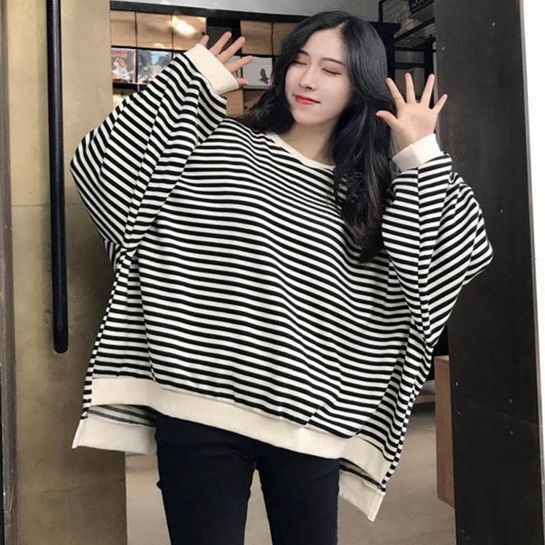 women's hoodies & sweatshirts winter long sweatshirt autumn round neck bat sleeve striped pullover women clothes for girls*, Black
women's hoodies & sweatshirts winter long sweatshirt autumn round neck bat sleeve striped pullover women clothes for girls*, Black