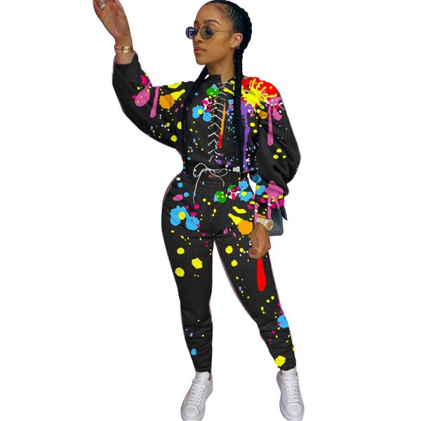 graffiti tracksuits two piece set long sleeve lace-up and sweatpants outfits for women clothes matching sets s-2xl, Gray
graffiti tracksuits two piece set long sleeve lace-up and sweatpants outfits for women clothes matching sets s-2xl, Gray
