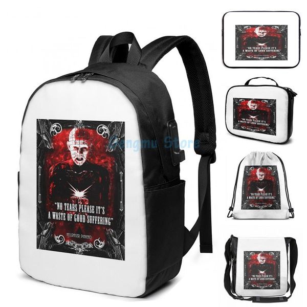funny graphic print hellraiser usb charge backpack men school bags women bag travel laptop
funny graphic print hellraiser usb charge backpack men school bags women bag travel laptop