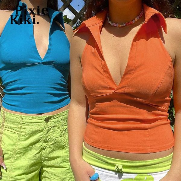 women's tanks & camis pixiekiki y2k collared v neck halter orange blue vintage 2000s aesthetic clothes cute crop tank women 2021 p6, White
women's tanks & camis pixiekiki y2k collared v neck halter orange blue vintage 2000s aesthetic clothes cute crop tank women 2021 p6, White