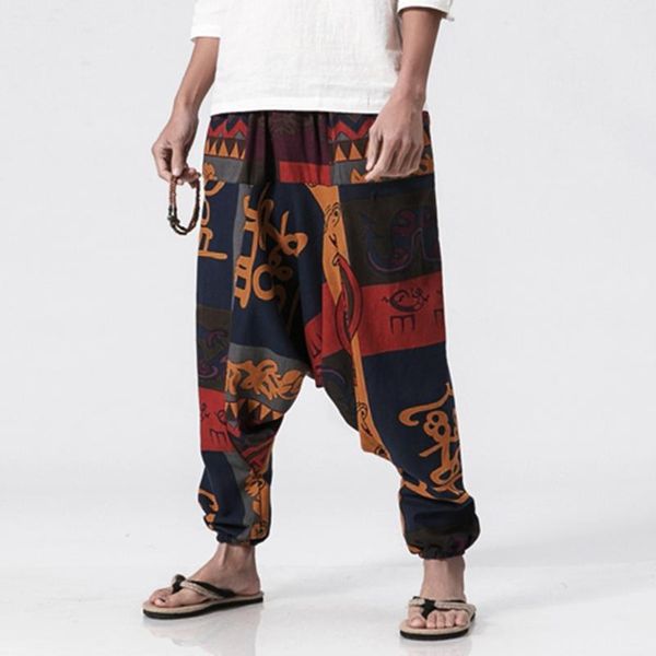 men's pants plus size summer men casual cotton linen harem printed baggy hip hop wide leg boho long trousers male, Black
men's pants plus size summer men casual cotton linen harem printed baggy hip hop wide leg boho long trousers male, Black