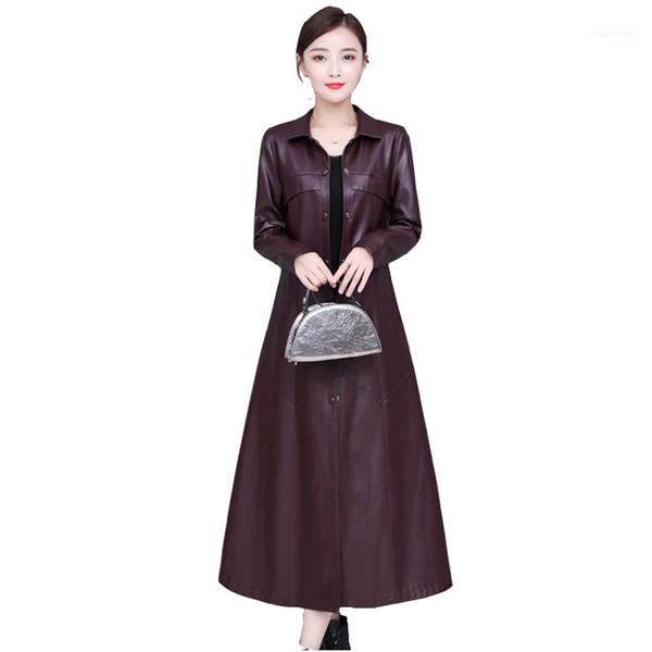 women's leather & faux autumn winter long pu windbreaker fashion trend over the knee coat elegant plus size womens overcoat1, Black
women's leather & faux autumn winter long pu windbreaker fashion trend over the knee coat elegant plus size womens overcoat1, Black