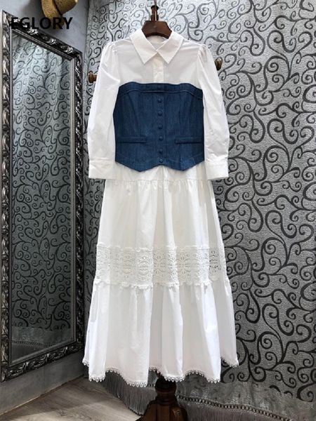 dresses 100%cotton new spring summer runway women turn-down collar denim patchwork long sleeve casual white jeans lady, Black;gray
dresses 100%cotton new spring summer runway women turn-down collar denim patchwork long sleeve casual white jeans lady, Black;gray