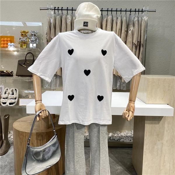 women's t-shirt niche design original brand embroidered love printed round neck short sleeve 2021 loose wild casual top, White
women's t-shirt niche design original brand embroidered love printed round neck short sleeve 2021 loose wild casual top, White