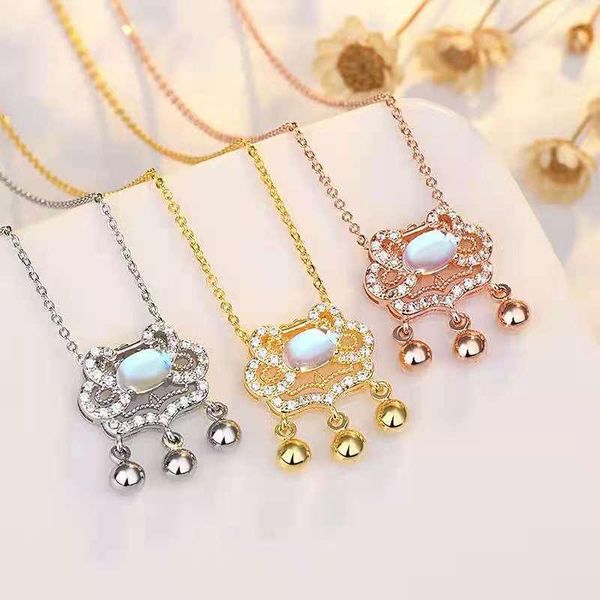 pendant necklaces moonstone longevity lock necklace original simple rhinestone small bell chain for women girls wish gifts, Silver
pendant necklaces moonstone longevity lock necklace original simple rhinestone small bell chain for women girls wish gifts, Silver