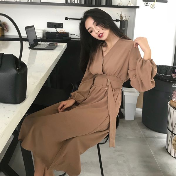 dresses vintage loose v-neck women long-sleeved female autumn winter belted dress vestidos femme cysd, Black;gray
dresses vintage loose v-neck women long-sleeved female autumn winter belted dress vestidos femme cysd, Black;gray